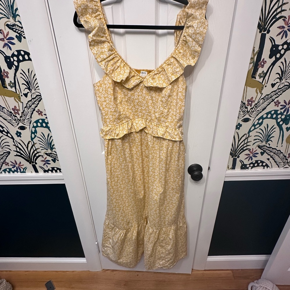 J. Crew Yellow Floral Midi Dress